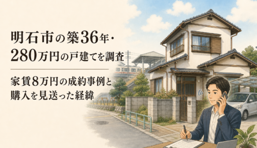 明石市の築36年・280万円の戸建てを調査｜家賃8万円の成約事例と購入を見送った経緯
